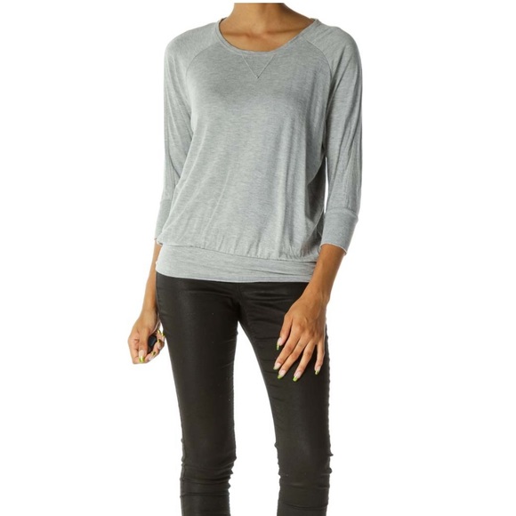 Athleta Gray Peaceful Pullover Round Neck Stretch Jersey Knit Top Size Small - Picture 2 of 12